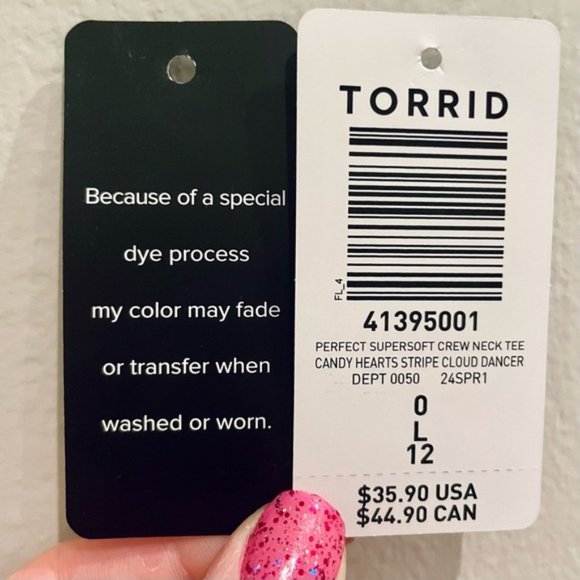 Torrid Supersoft Candy Hearts Striped Short Sleeve Crew Neck Top | Size 0/L - Picture 14 of 14